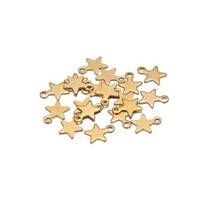 Fashion No TarnishStainless Steel 18k Gold Plated 8mm Star Charm Pendant for DIY Jewelry Making Accessories