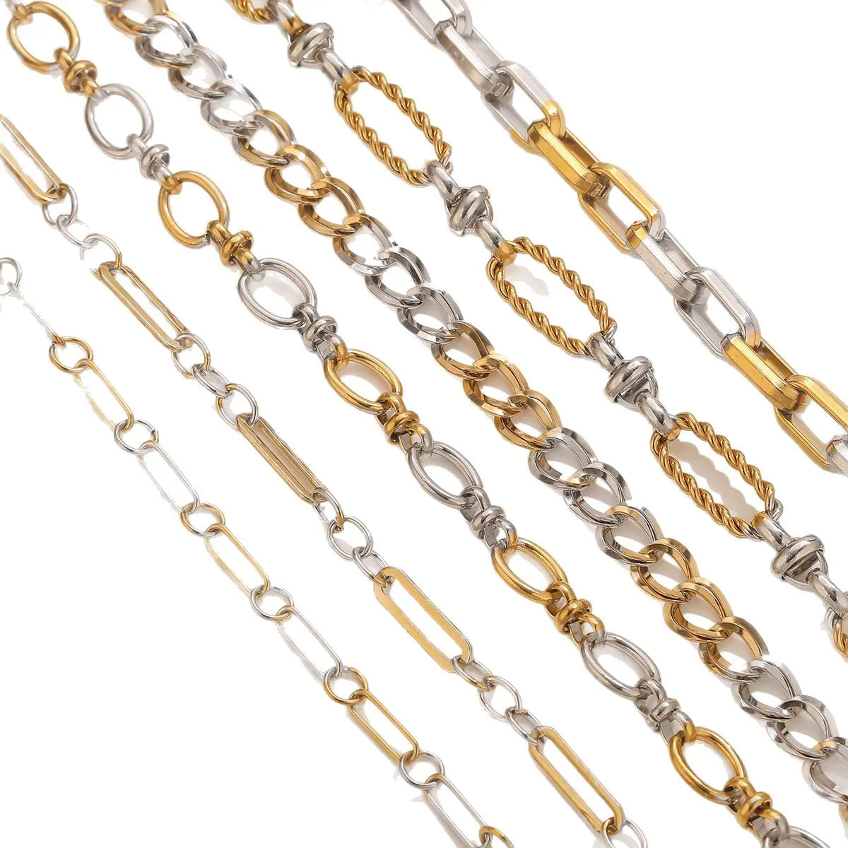 D245 High Quality Unique Two Colors Chain Silver Gold Plated Bulk Necklace Bracelet Making Link Chain Wholesale
