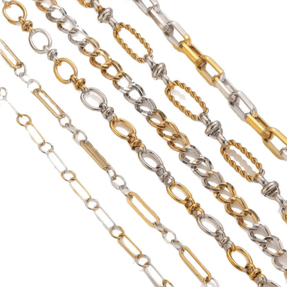 D245 High Quality Unique Two Colors Chain Silver Gold Plated Bulk Necklace Bracelet Making Link Chain Wholesale