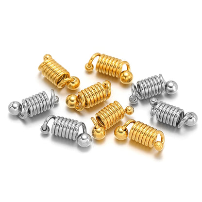 Trendy 18k Gold Plated Stainless Steel 8*21mm Spring Clasps Charm Pendant for DIY Jewelry Making  Accessories