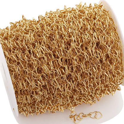 E730 Non Tarnish 18k Gold Plated Necklace Chain Heart Link Stainless Steel Necklace Chain for Jewelry Diy