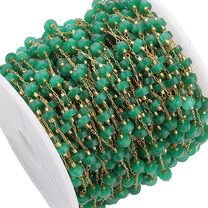 A2757 Fashion Colorful Natural Stone Beads Chain Beaded Rosary Stainless Steel Chain for Necklace Bracelet Making Diy