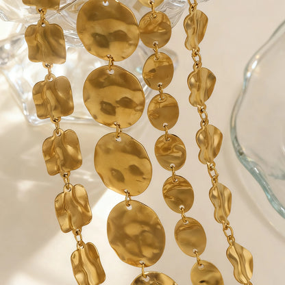 B419 New Irregular Stainless Steel Gold Chain Disc Butterfly Star Hollow Roller Chains Jewelry for Necklace Bracelet