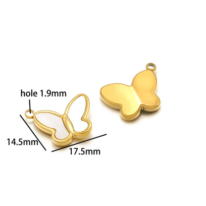 Enamel Heart Pendants 18k Gold Plated Stainless Steel Round Butterfly Charm Pendant for DIY Necklace Jewelry Making