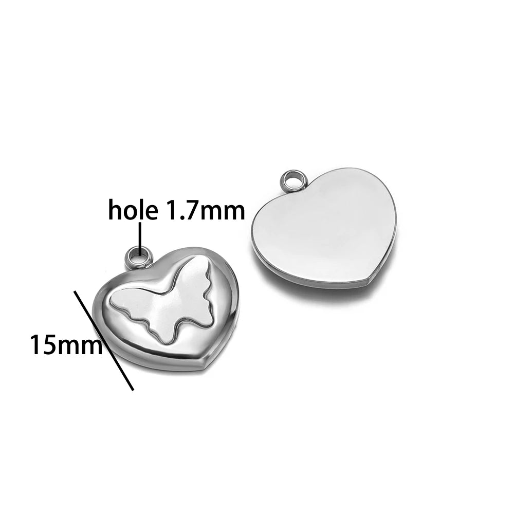 Enamel Heart Pendant 18k Gold Plated Stainless Steel square Oval Round Charm Pendant for Women Jewelry Making Accessories