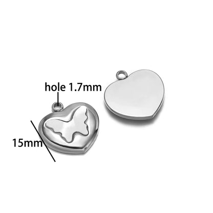 Enamel Heart Pendant 18k Gold Plated Stainless Steel square Oval Round Charm Pendant for Women Jewelry Making Accessories
