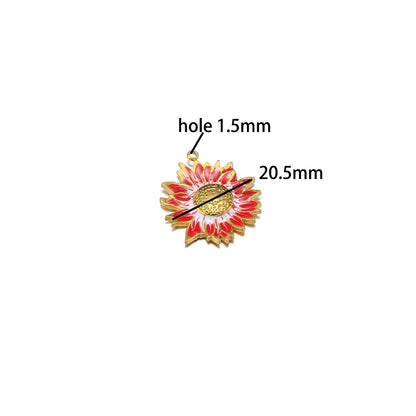 Diy Handmade Jewelry Accessories Stainless Steel 18k Gold  Enamel Sunflower Charms Pendant for Jewelry Earrings Necklace Making