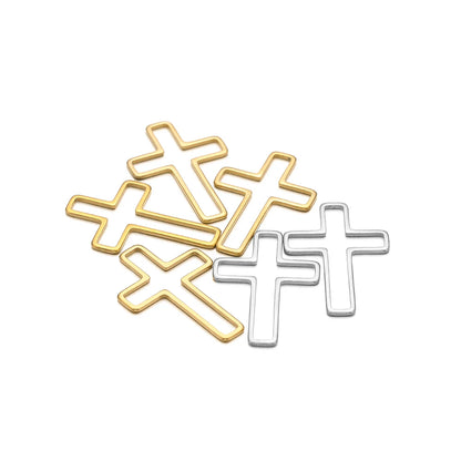 Waterproof Jewelry Accessories Findings Stainless Steel Gold Plated Hollow Cross Charm Pendants for DIY Necklace Jewelry Making