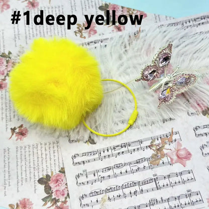 80mm Fluffy Pom Pom Balls with Elastic Loop & Keychain Ring for DIY Crafts Bulk