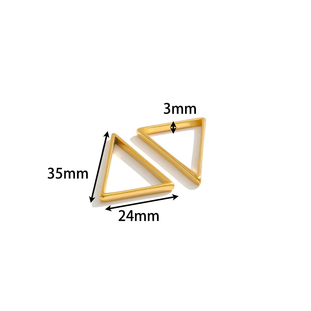 Geometric 18K  Gold Plated Stainless Steel Charm Oval Heart Square Charm Pendant for Jewelry Necklace Earring Making Accessories