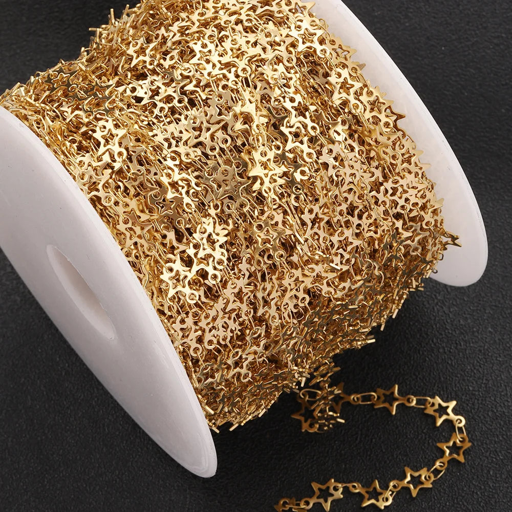 B3825 18k Gold Chain Stainless Steel Non-tarnished Chain Necklace Accessory Star Bulk Chain