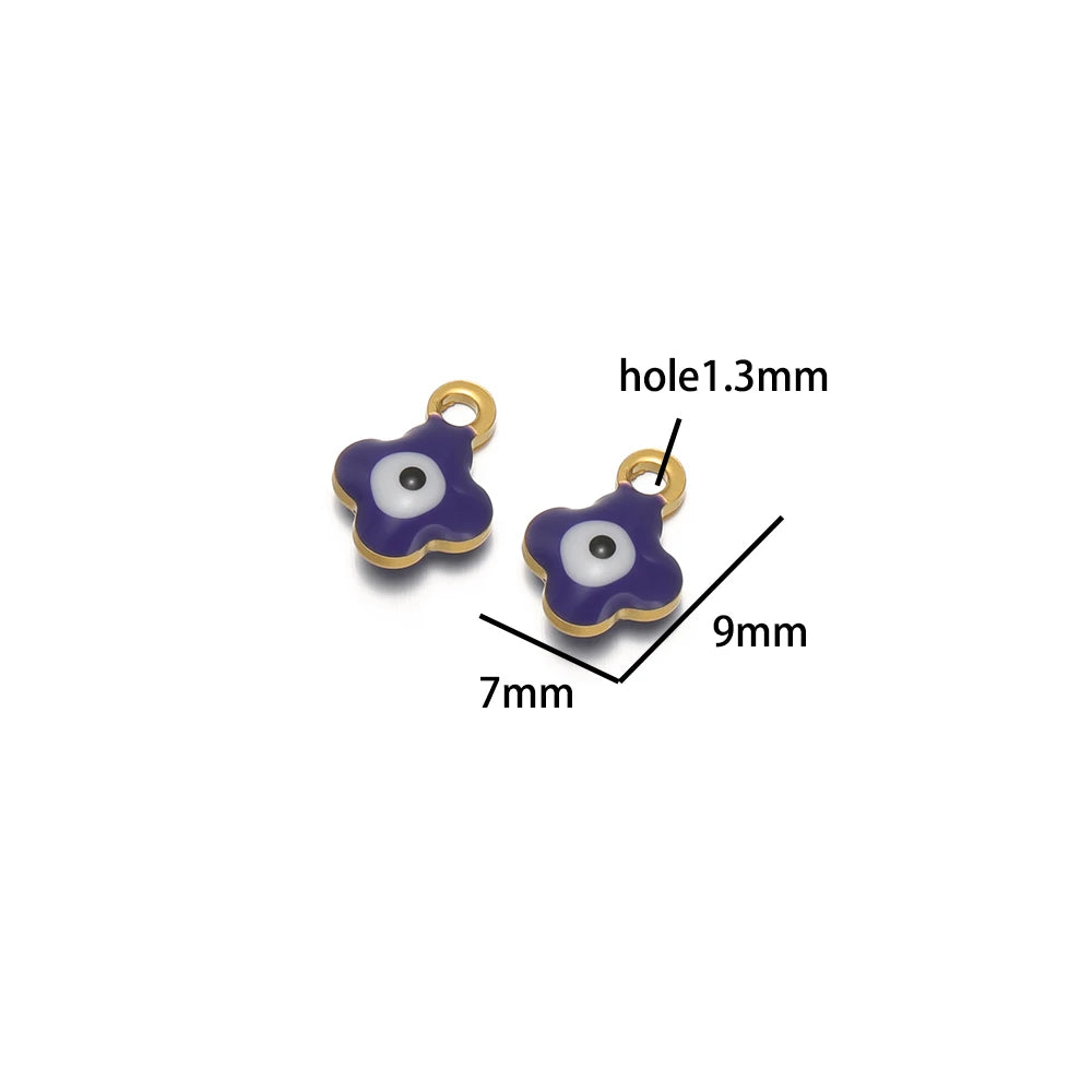 20pcs/bag 18k Gold Plated Stainless Steel Enamel Flower Eye Charm Pendant for Handmade Necklace Jewelry Making