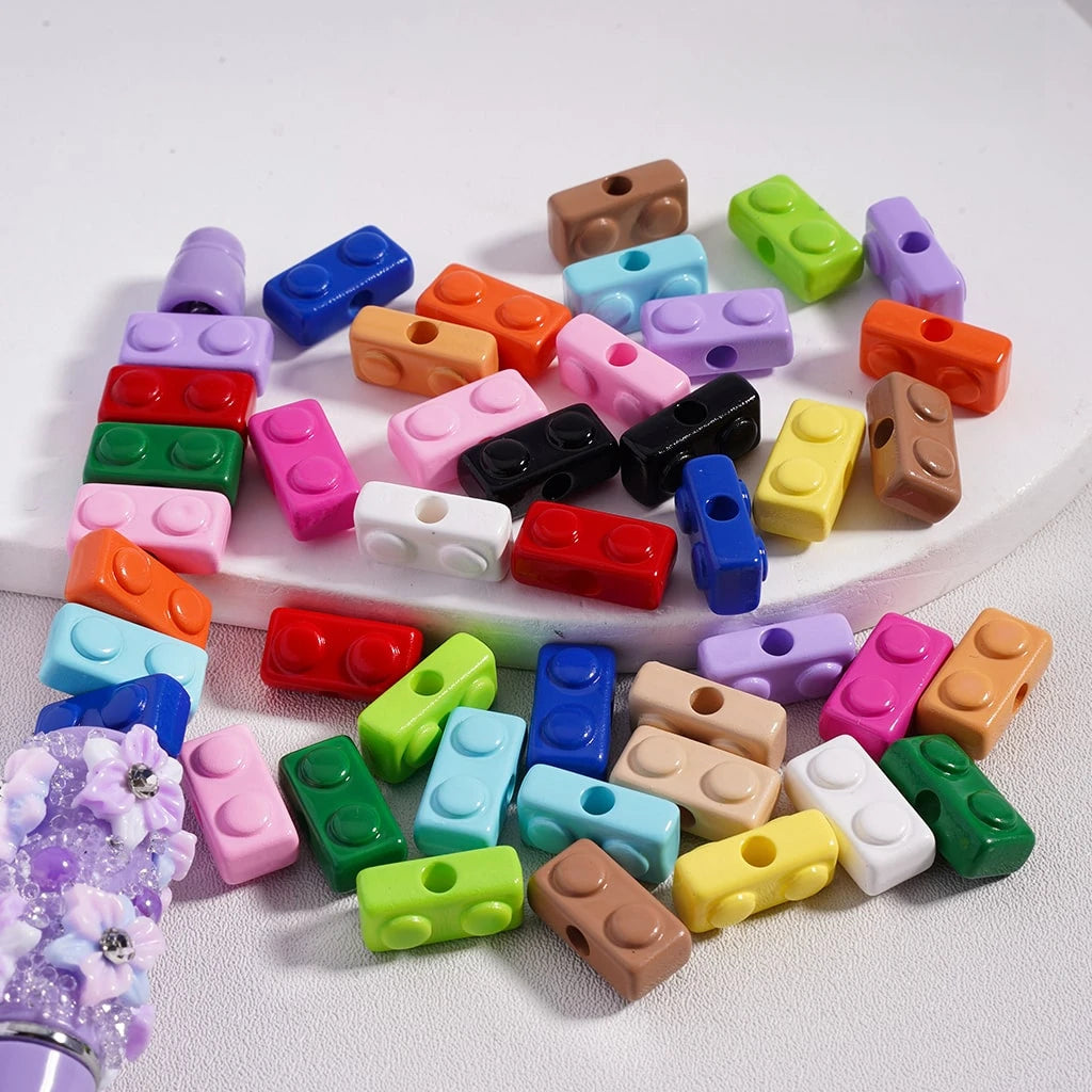 Mini Cute Solid Color Acrylic Building Block Beads for Handmade DIY Accessories