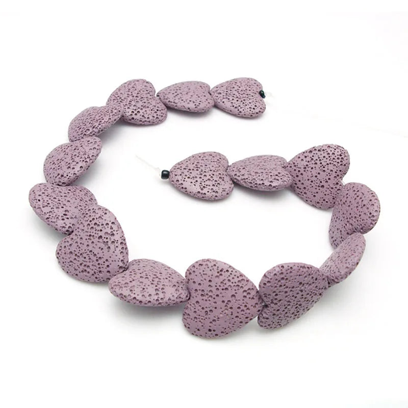 Wholesale Heart Shaped Multi Colors Pink Red Volcanic Rock Lava Stone Beads for Jewelry Making 20mm