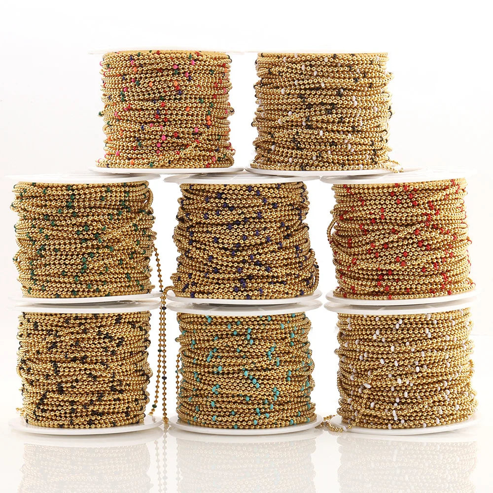 A1725 Fashion Colorful Rosary Beads Beaded Chain Enamel Necklace Bracelet Jewelry Chain Wholesale
