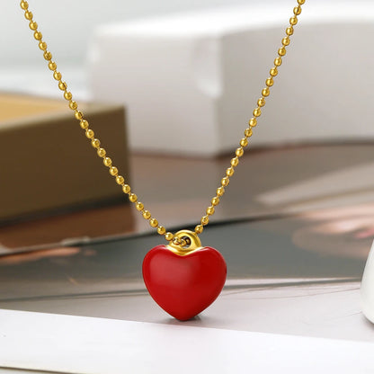 Colorful Heart Shaped Pendant Stainless Steel 18k Gold Plated Enamel Charms Pendant for Women Jewelry Necklace Making