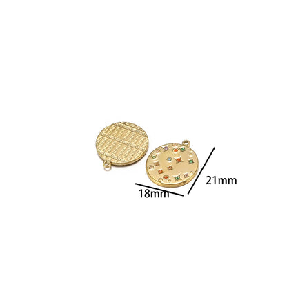 DIY Colorful Zircon Stainless Steel Gold Plated Charm Round Moon Zircon Charm Pendants for DIY Jewelry Necklace Making