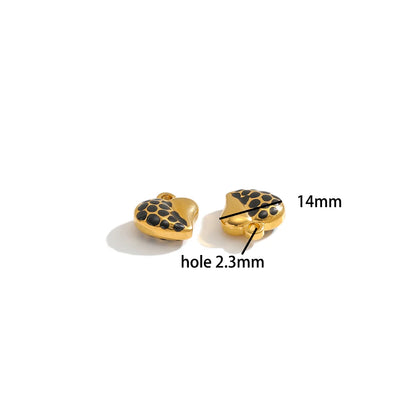 Waterproof Fashion Pendant Stainless Steel 18k Gold Plated Enamel Heart Shaped Charms Pendant for Women Jewelry Necklace Making