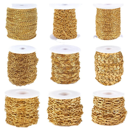 B4928 Vaccum 18k Gold Chain Stainless Steel Silver Chain Necklace Accessory Bulk Thunk Chain for Diy