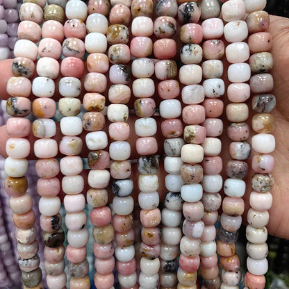 Natural Tube Stone Beads, Rounded Barrel Drum Shaped Aquamarine Kunzite Lapis Apatite Gemstone Bead for Jewelry Making 7x8mm