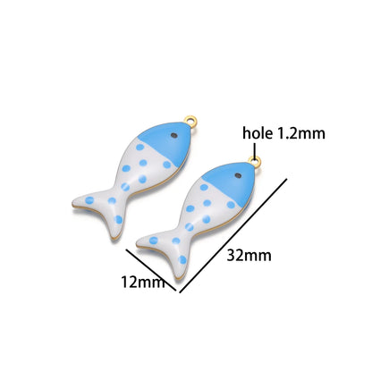 Wholesale 18k Gold Plated Stainless Steel Enamel Fish Charm Pendant for Jewelry Necklace Making Accessories