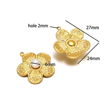 Hot Sale Fashion 18k Gold Plated Stainless Steel Pearl Flower Irregular Shape Charm Pendant for DIY Necklace Jewelry Making