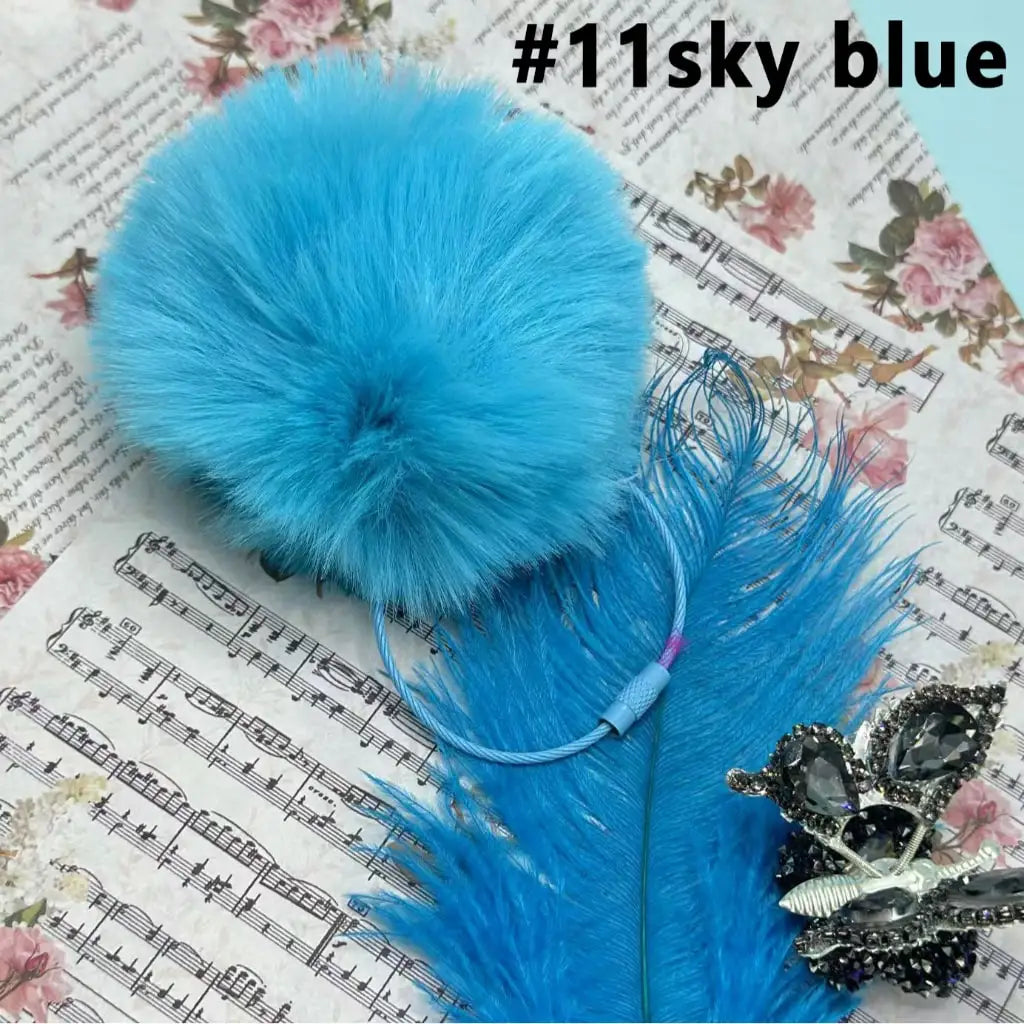80mm Fluffy Pom Pom Balls with Elastic Loop & Keychain Ring for DIY Crafts Bulk