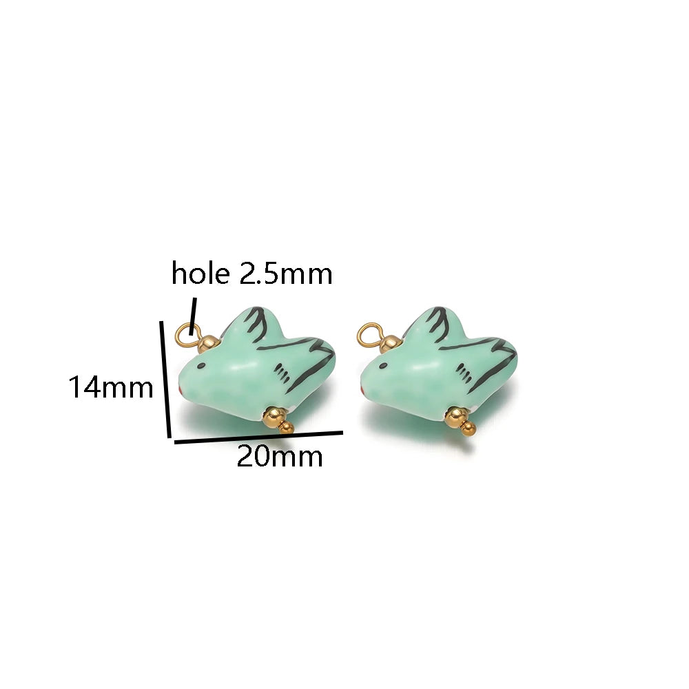 New Design DIY Jewelry Accessories Stainless Steel Ceramic Peace dove Tortoise butterfly Charm Pendant for Jewelry Making