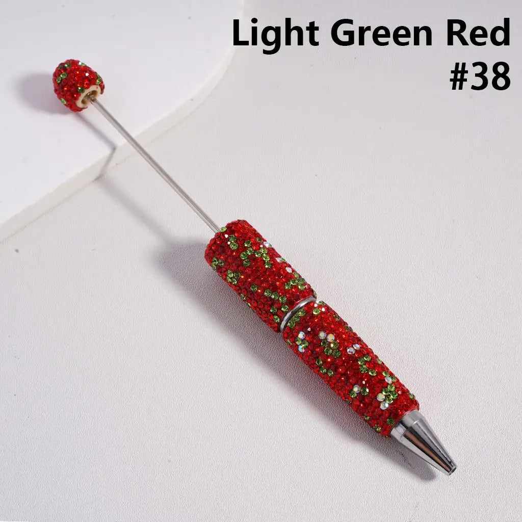 Full Rhinestone Beadable Clay Ballpoint Pens - DIY Beaded Plastic Pen for School Office Gift