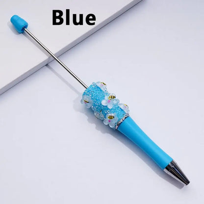Cute Bee Flower Ballpoint Pen with Clear Sugars Design Plastic Material Portable for Gift Party Favors