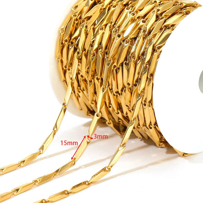 E793 Bulk Permanent Jewelry Chains Waterproof Stainless Steel Gold Beaded Paper Clip Chains