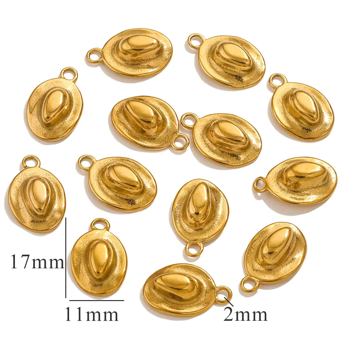Fashion Hot Selling Stainless Steel 18K Gold Plated Cowboy Hat Charm Pendant for DIY Necklace Jewelry Making  Accessories