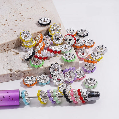 Bulk Silver Plated Wavy Shape Macaron Color Flower Spacer Beads 10MM for DIY Jewelry Making