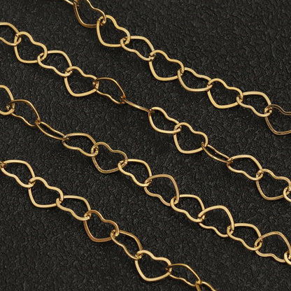 D849 Romantic Love Heart Stainless Steel Chain Bulk Permanent Hollowed Heart Chain Tarnish Resistant DIY Jewelry Findings