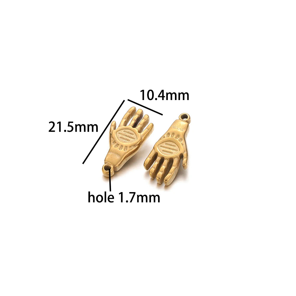 Vintage Fashion Stainless Steel Gold Plated Moon Hand Round Cross Sun  Eye Charm Pendant for Jewelry Necklace Earring Making