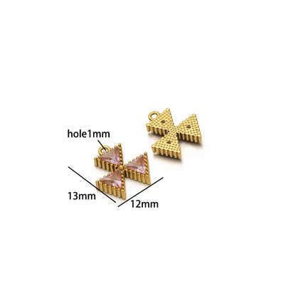 18k Gold Plated Stainless Steel Four Leaf Clover Triangular Droplet Oval Heart Zircon Charm Pendant for DIY Jewelry Making