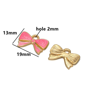 High Quality 18k Gold Plated Stainless Steel Enamel Bowknot Pendant for DIY Handmade Necklace Earrings Jewelry Making
