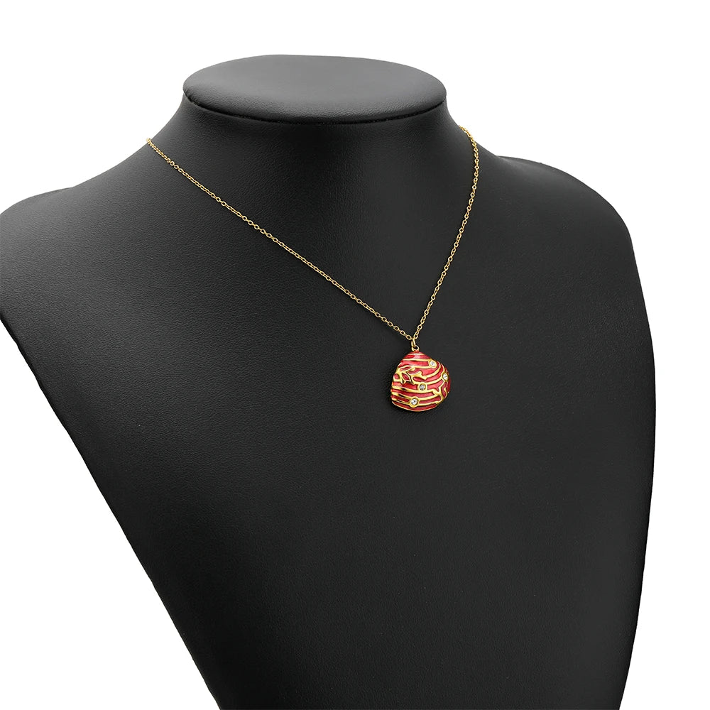 Hot Selling Stainless Steel 18k Gold Plated Enamel Pearl Shell Zircon Charm Pendant for Jewelry Necklace Making Accessories