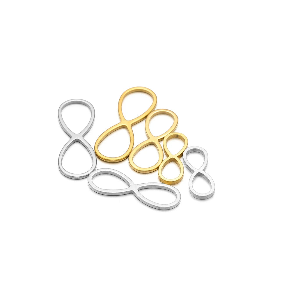 DIY Jewelry Accessories Stainless Steel 18k Gold Plated  8-shaped Infinity Charm Pendant for Jewelry Making