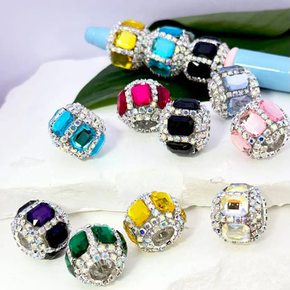 Multi-colored Rhinestone Chain with Rectangle Diamond-Shaped and Clear Round Acrylic Beads-DIY Crafting Accessory