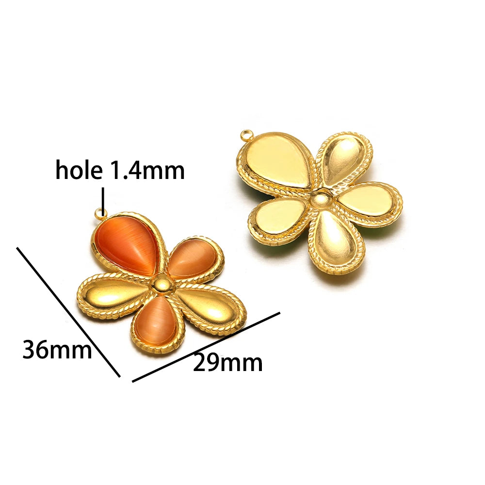 Popular Fashion 18k Gold Plated Stainless Steel Drip-oil Butterfly Flower Heart Charm Pendant for Women Jewelry Making