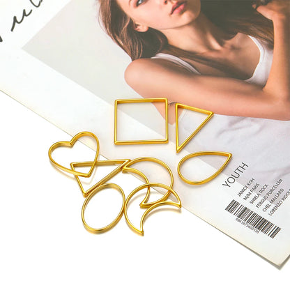 Geometric 18K  Gold Plated Stainless Steel Charm Oval Heart Square Charm Pendant for Jewelry Necklace Earring Making Accessories