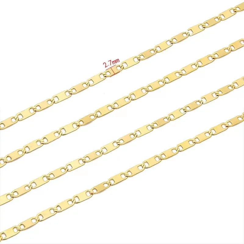 A1090 Fashion 2.7mm Stainless Steel Chain 18k Gold Non Tarnish Necklace Bracelet Jewelry Bulk Chain for Diy Wholesale