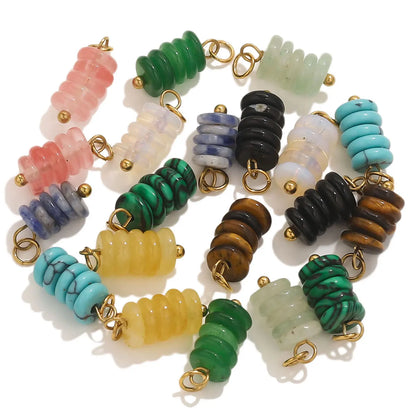New Style Fashion Stainless Steel Gold Plated Tiger's Eye Stone Beads Charm Pendant for Earring Jewelry Making Accessories