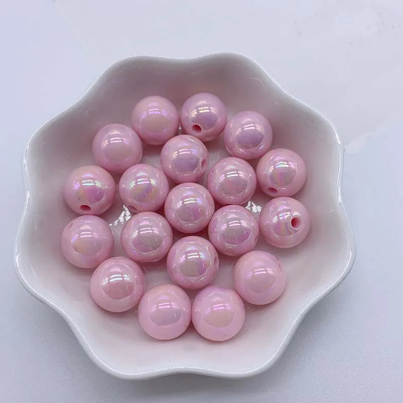 Hot Sale 500G/bag Acrylic Beads AB Plating Plastic Round Loose Beads for Mobile Phone Chain Bracelet Jewelry Making