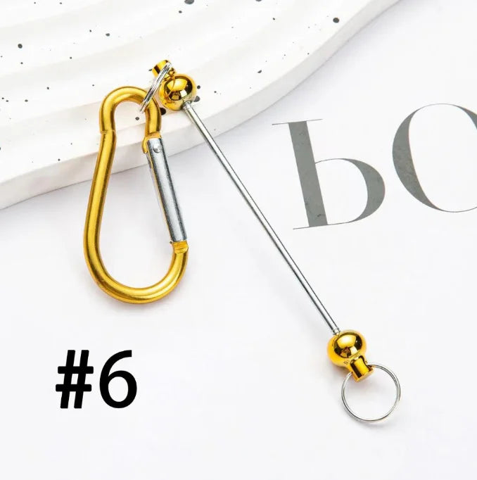 Bulk Beadable Bar Carabiner Keychain Snap Hook Removable Metal Key Ring for DIY Craft Keychain Making
