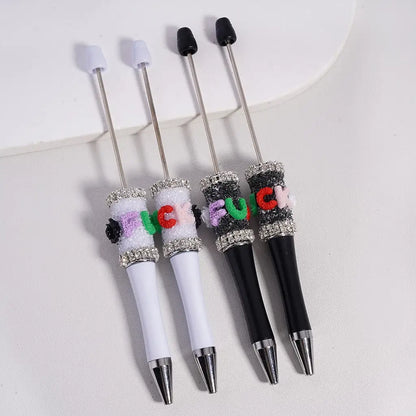 Sugar Ballpoint Pen Humor Text Black White Rose Rhinestone Chain Funny Office Gift