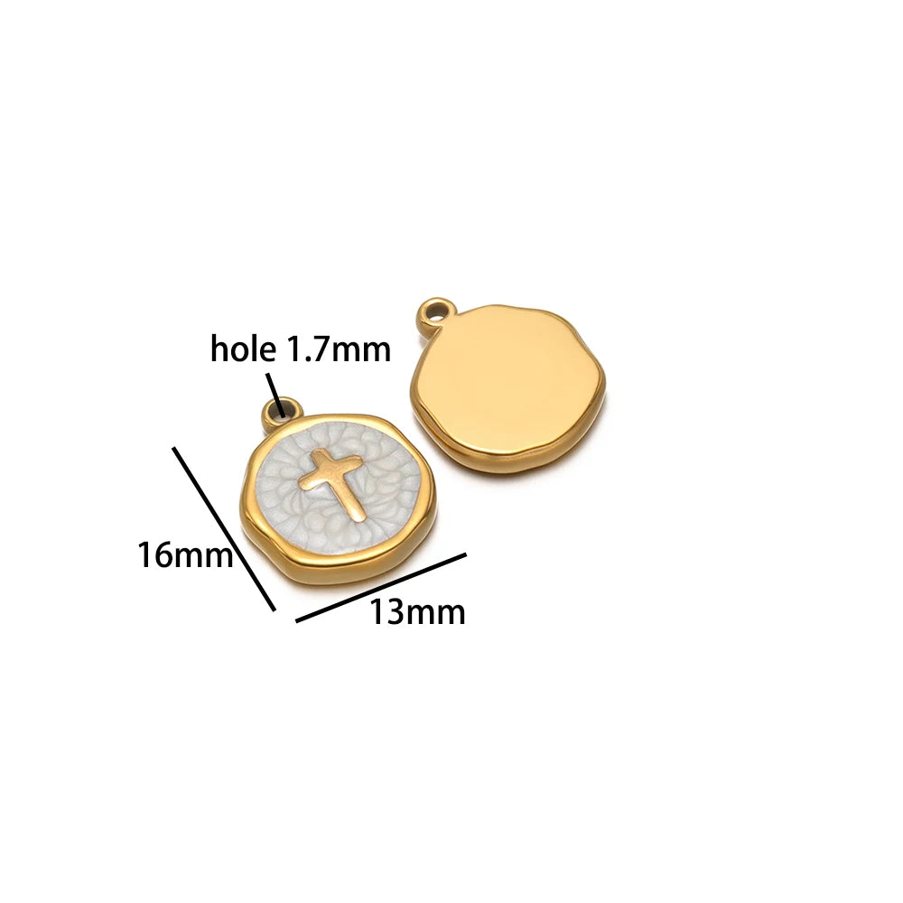 Factory DIY Charm 18k Gold Plated Stainless Steel Enamel Cross Dog Paw Pendant for Women Necklace Jewelry Making