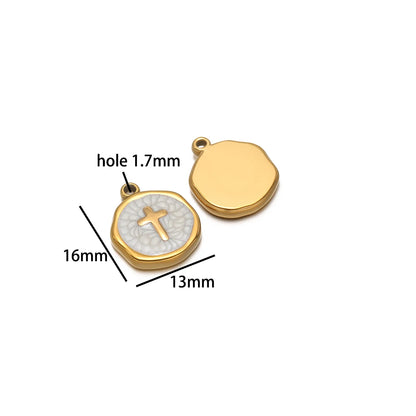 Factory DIY Charm 18k Gold Plated Stainless Steel Enamel Cross Dog Paw Pendant for Women Necklace Jewelry Making