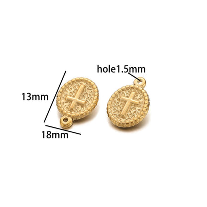Vintage Fashion Stainless Steel Gold Plated Moon Hand Round Cross Sun  Eye Charm Pendant for Jewelry Necklace Earring Making